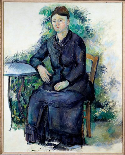 Porträt von Madame Cezanne in einem Garten von Paul Cézanne