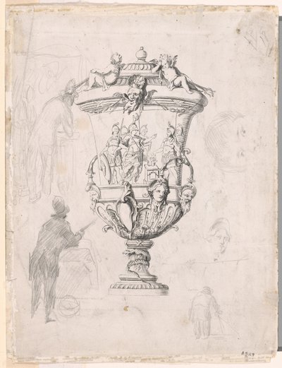 Figurenstudien um eine Gravur einer Zier-Vase von Paul Cézanne