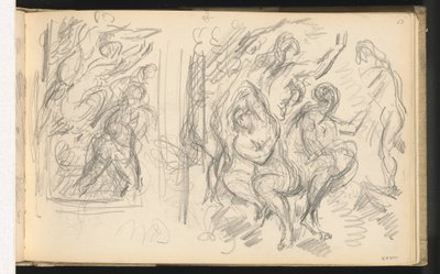 Zwei Studien für "Das Urteil des Paris" oder "Der verliebte Schäfer" von Paul Cézanne