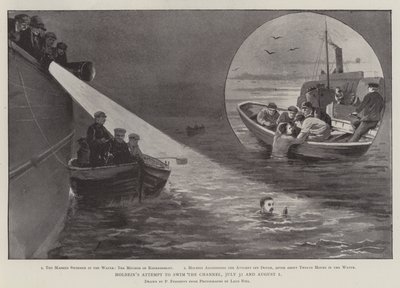 Holbeins Versuch, den Kanal zu schwimmen, 31. Juli und 1. August von Paul Frenzeny