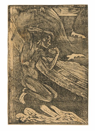 Ein Fischer trinkt neben seinem Kanu von Paul Gauguin