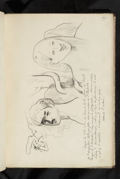 Avant et après - Text und Zeichnung von Adam und Eva mit der Schlange, die sich um den Baum hinter ihnen windet von Paul Gauguin