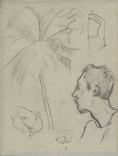 Profil von Charles Laval mit Palme und anderen Skizzen von Paul Gauguin