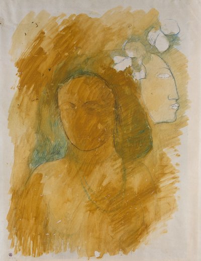 Tahitianische Frau mit bösem Geist von Paul Gauguin