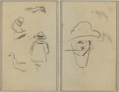 Zwei bretonische Figuren und Studien von zwei Gänsen; Mann mit Hut [verso] von Paul Gauguin