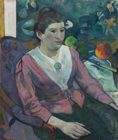Frau vor einem Stillleben von Cezanne von Paul Gauguin