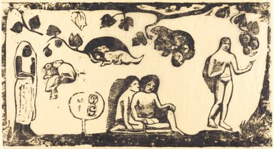 Frauen, Tiere und Laub von Paul Gauguin