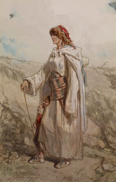 Zigeunerin und Kind von Paul Gavarni