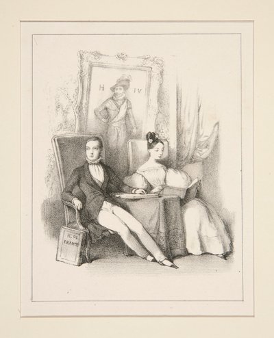 Der Bruder und die Schwester / Prag (Henri, Graf von Chambord und die Herzogin von Parma als Kinder) von Paul Gavarni