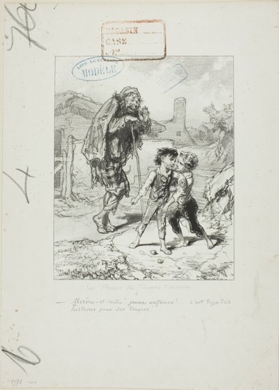 Les Propos de Thomas Vireloque: Misere et corde - Streit um Kreisel von Paul Gavarni