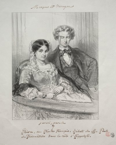 Masques et visages: Paric, par-la: Phèdre am Théâtre-Français Debüt von M. Paul de Trois-Etoiles in der Rolle des Hippolyte von Paul Gavarni