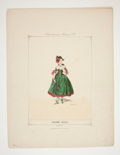Baskische Bäuerin. Samthut mit Chenille-Quasten verziert. von Paul Gavarni