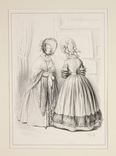Moirékleid mit einem Spitzenvolant, ... von Paul Gavarni