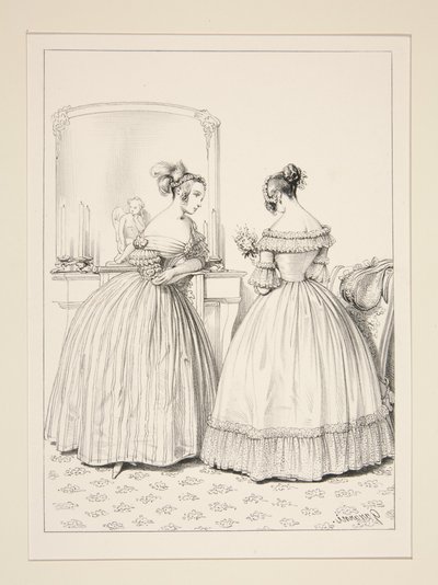 Robe de veloute a raies (Delisle, rue de Choiseul) von Paul Gavarni