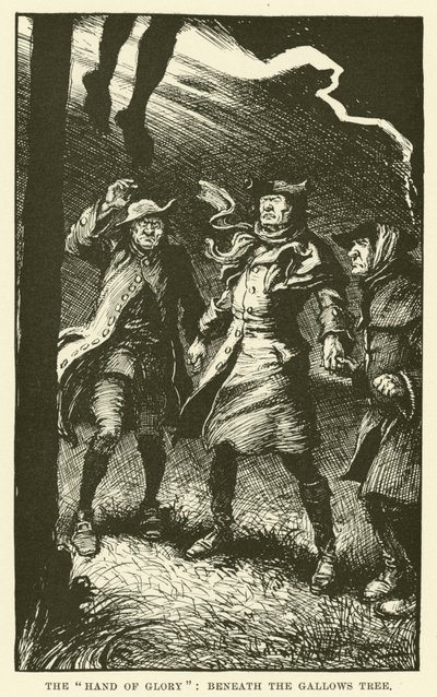 Die "Hand des Ruhms", Unter dem Galgenbaum (Gravur) von Paul Hardy