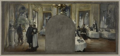 Skizze für das Kabinett des Präfekten des Hôtel de Ville de Paris: Die Ambulanz des Théâtre Français von Paul Louis Delance