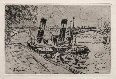 Paris, Le Pont des Arts mit Schleppern von Paul Signac