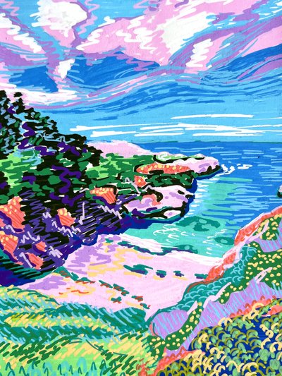 Rosa Wolken Küstenblick von Pauline Wegman | Key and Sea Creative
