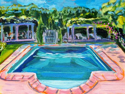 Sonniger Gartenpool von Pauline Wegman | Key and Sea Creative
