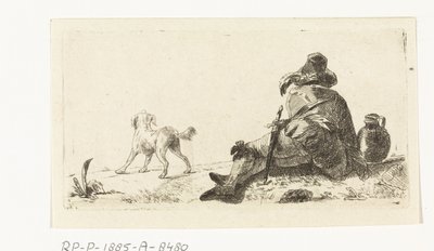Mann mit Hund von Paulus Charles Gerard Poelman