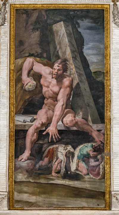 Gefährten des Odysseus entkommen Polyphem (Detail) von Pellegrino Tibaldi