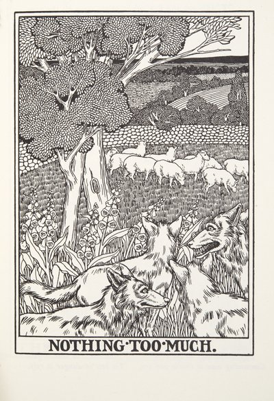 Nichts zu viel, aus Fontaine Fabeln, veröffentlicht 1905 (Gravur) von Percy J. Billingshurst