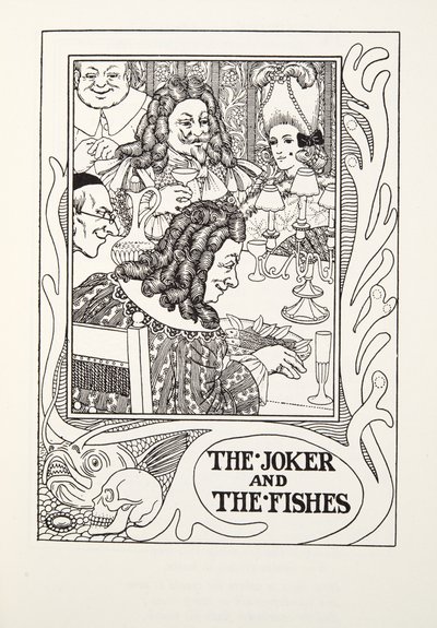 Der Joker und die Fische, aus Fontaine Fabeln, veröffentlicht 1905 (Gravur) von Percy J. Billingshurst