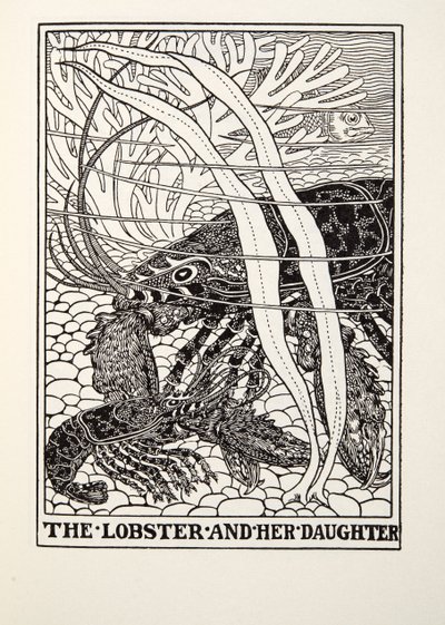 Der Hummer und ihre Tochter, aus Fontaine Fabeln, veröffentlicht 1905 von Percy J. Billingshurst