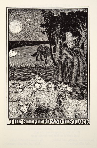 Der Schäfer und seine Herde, aus Fontaine Fables, veröffentlicht 1905 von Percy J. Billingshurst