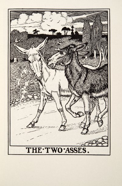 Die zwei Esel, aus Fontaine Fables, veröffentlicht 1905 von Percy J. Billingshurst