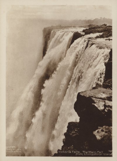 Victoriafälle, Der Hauptfall von der Livingstone-Insel von Percy M. Clark