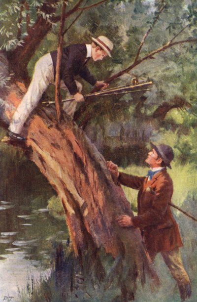 Jetzt kommst du sofort herunter (Farblithografie) von Percy Tarrant