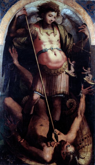 St. Michael, zentrales Panel (um 1535) von Perino del Vaga