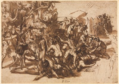 Poros von der makedonischen Armee angegriffen (recto) von Perino del Vaga