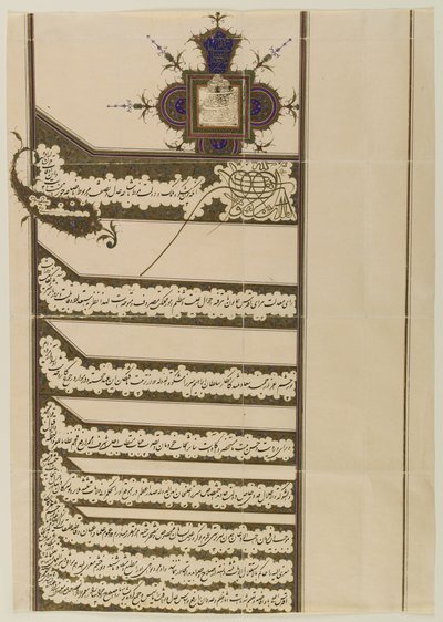 Firman (königliches Edikt) mit dem Siegel von Muzaffar al-Din Shah Qaja, 1897 von Persian School
