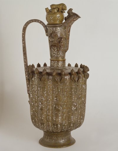 Krug mit Henkel und Deckel, mit Goldverzierungen (Metall & Gold) von Persian School