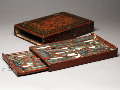 Werkzeugkasten, der die Heilige Familie darstellt, ca. 1830 von Persian School