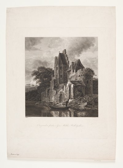 Burgruine an einem Fluss von Peter Christian Schøler