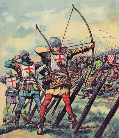Englische Bogenschützen in der Schlacht von Crécy von Peter Jackson