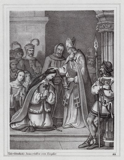Cyril und Methodius, byzantinische christliche Missionare, 9. Jahrhundert (Gravur) von Peter Johann Nepomuk Geiger