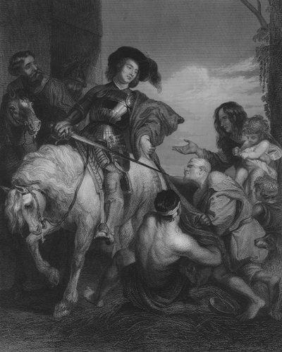 St. Martin teilt seinen Mantel (Stich) von Peter Paul (after) Rubens