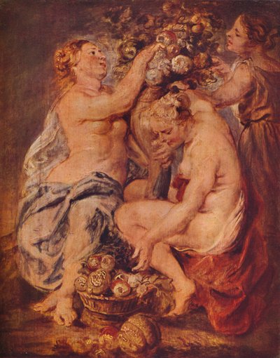 Ceres und zwei Nymphen mit einem Füllhorn, ca. 1617 von Peter Paul Rubens