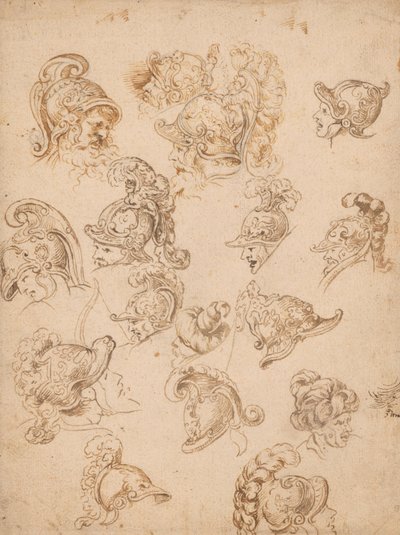 Studienblatt mit Helmen und Köpfen von Peter Paul Rubens
