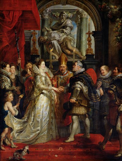 Die Stellvertreterhochzeit von Marie de Medici (1573-1642) und Henri IV (1573-1642) am 5. Oktober 1600, 1621-25 von Peter Paul Rubens