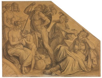 Aphrodite und Ares von Diomedes verwundet. Karton zu den Deckenbildern der Münchner Glyptothek von Peter von Cornelius