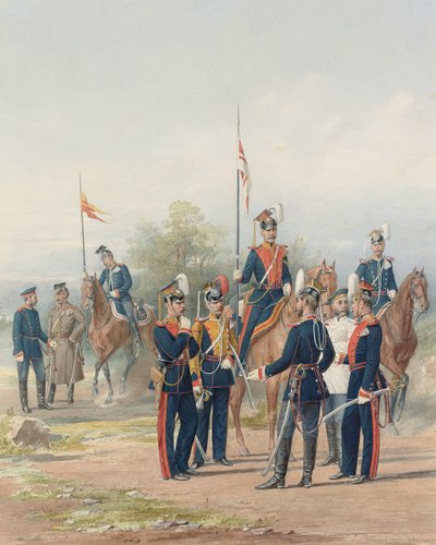 Eine Gruppe von Offizieren und Soldaten der Leibgarde-Lanzenregimenter Seiner und Ihrer Majestät von Petr Balashov