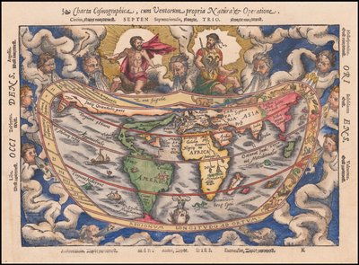 1544 Karte - Charta Cosmographica, Cum Ventorum Propria Natura et Operatione von Petrus Apianus