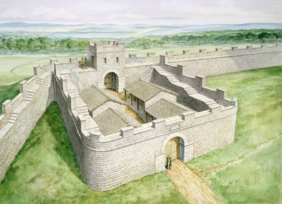 Hadrianswall Cawfields Milecastle, ca. 2. Jahrhundert, 1990-2010 von Philip Corke