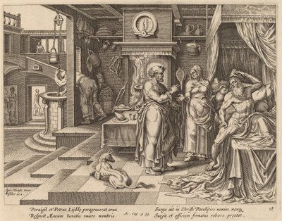 Die Heilung des Eneas durch den heiligen Petrus von Philip Galle after Maerten van Heemskerck