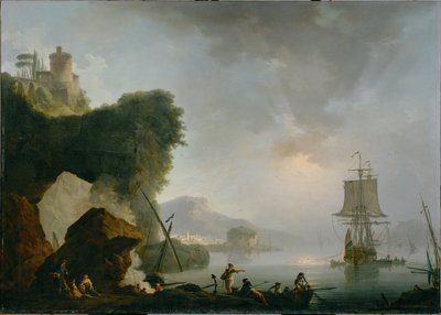 Meereslandschaft mit untergehender Sonne von Philip James de (1740-1812) Loutherbourg